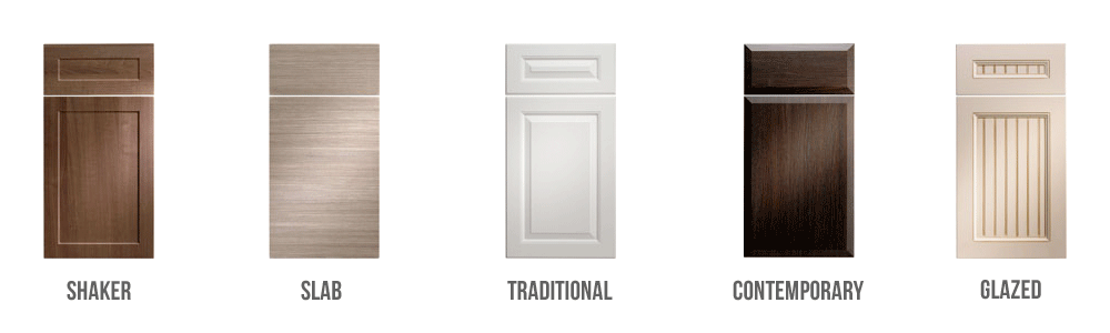 drawer door types - shaker, slab, traditional, contemporary, glazed